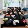 Japan Sushi King Queen Duvet Cover Marine Life Bedding Set Cartoon Japanese Food Quilt Cover Colorful Polyester Comforter Cover