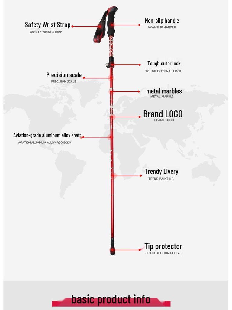 Aluminum Telescopic Hiking & Trekking Poles, Folding Walking Sticks N82