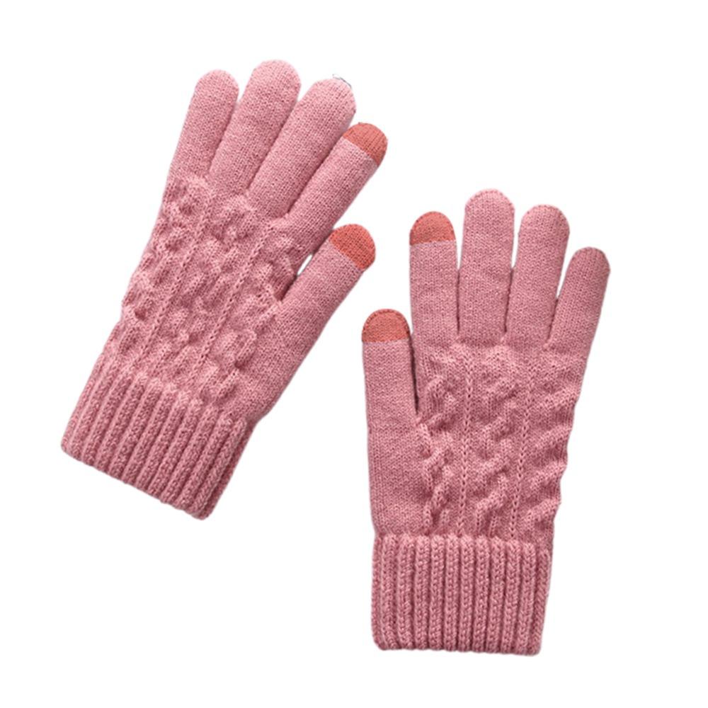 Fashion Style Thick Warm Women's Knitted Gloves Windproof Touch Screen Outdoor Gloves Keep Warm Plush Cold-proof Gloves Gifts