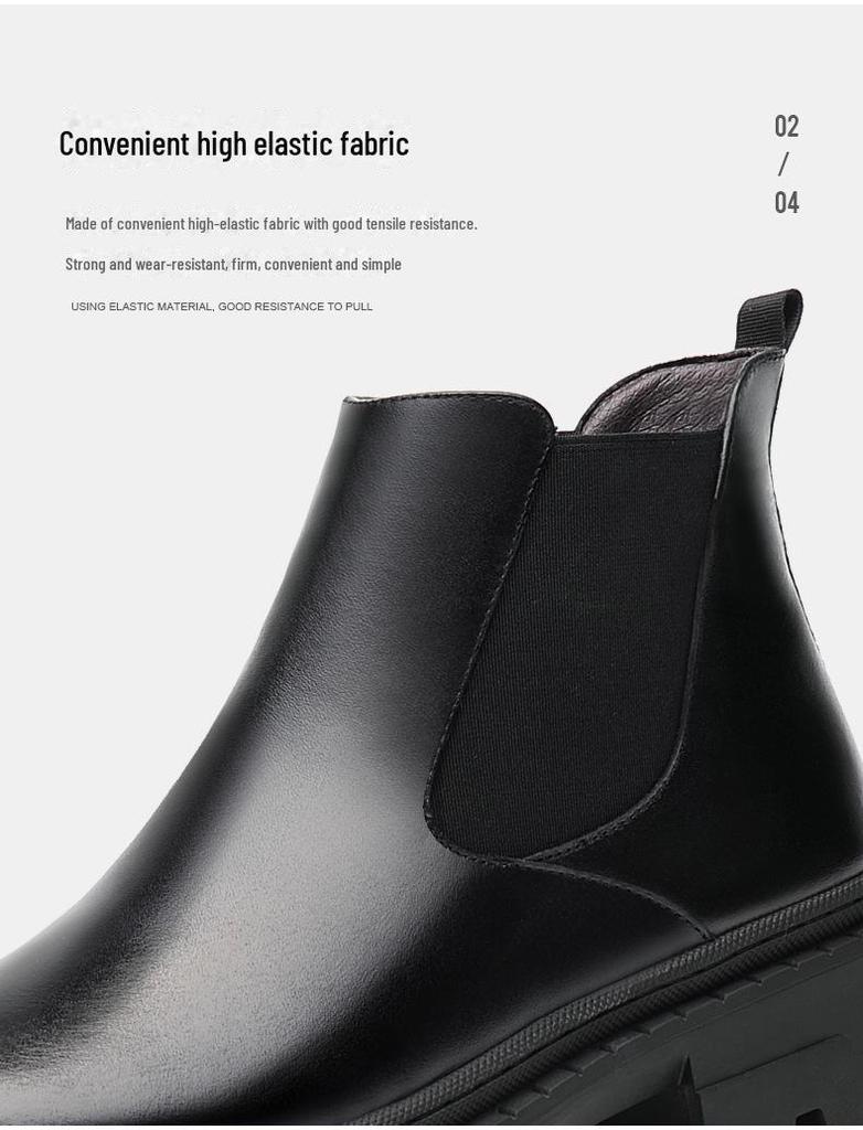 Men's Winter Cotton Martin Boots: British-Style, Mid-Cut Leather, Thick-Soled, Trendy Motorcycle Design