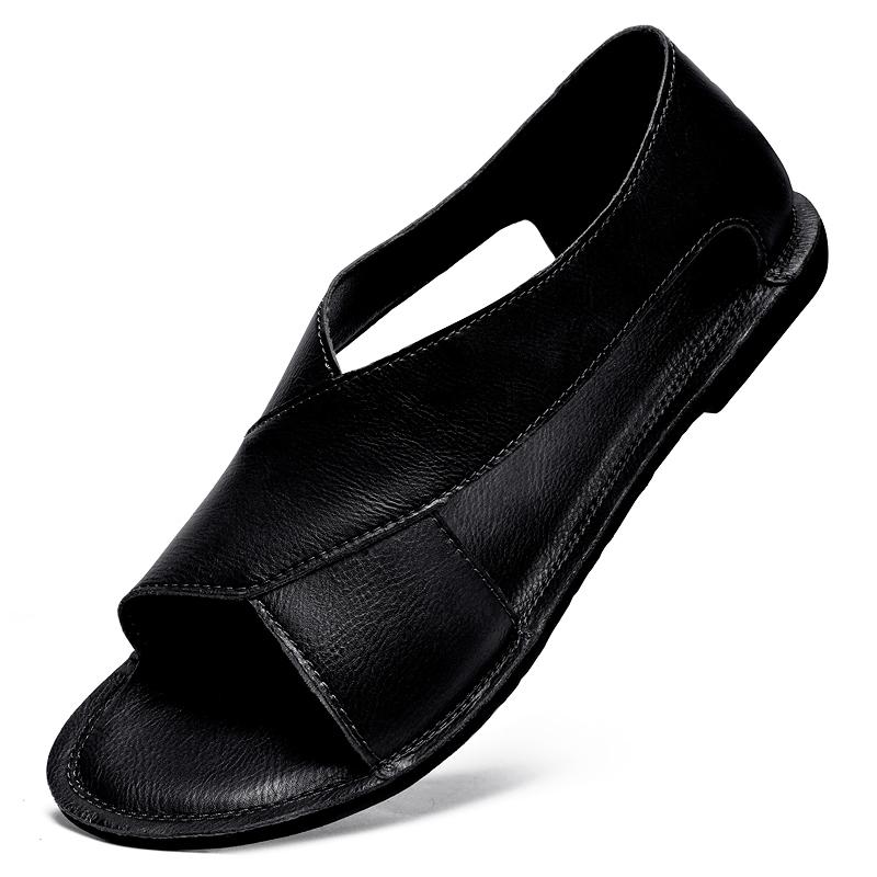 Fashion Summer Comfortable Beach Flats Brand Man Sandals Designer Fashion Men's Leather Casual Loafers Outdoor Non-slip Men Sandalias