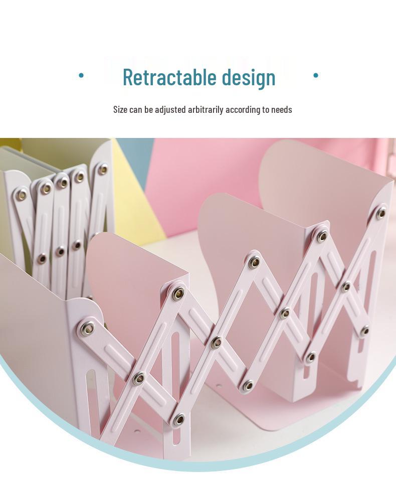 Kaba Bear Retractable Book Stand - Simple Iron Desktop Bookshelf with Macaron Colors