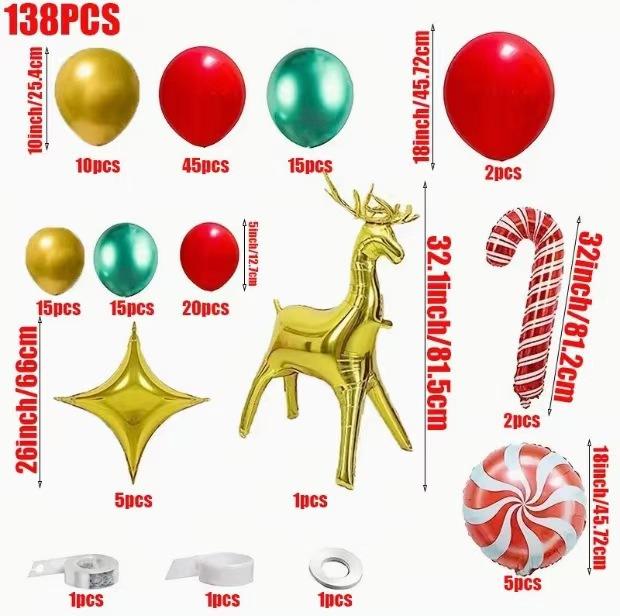 Christmas Decoration Red Elk Aluminum Film Balloon Set Birthday Party Venue Set