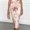 Women's Halter Neck Bodycon Dress Floral Print Sleeveless Slim Fit Midi Dress Elegant Design for Casual and Formal Wear