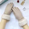 Autumn Winter Warm Suede Gloves Plus Velvet Thickened Plush Decor Cuff Gloves Outdoor Coldproof Touchscreen Riding Ski Gloves