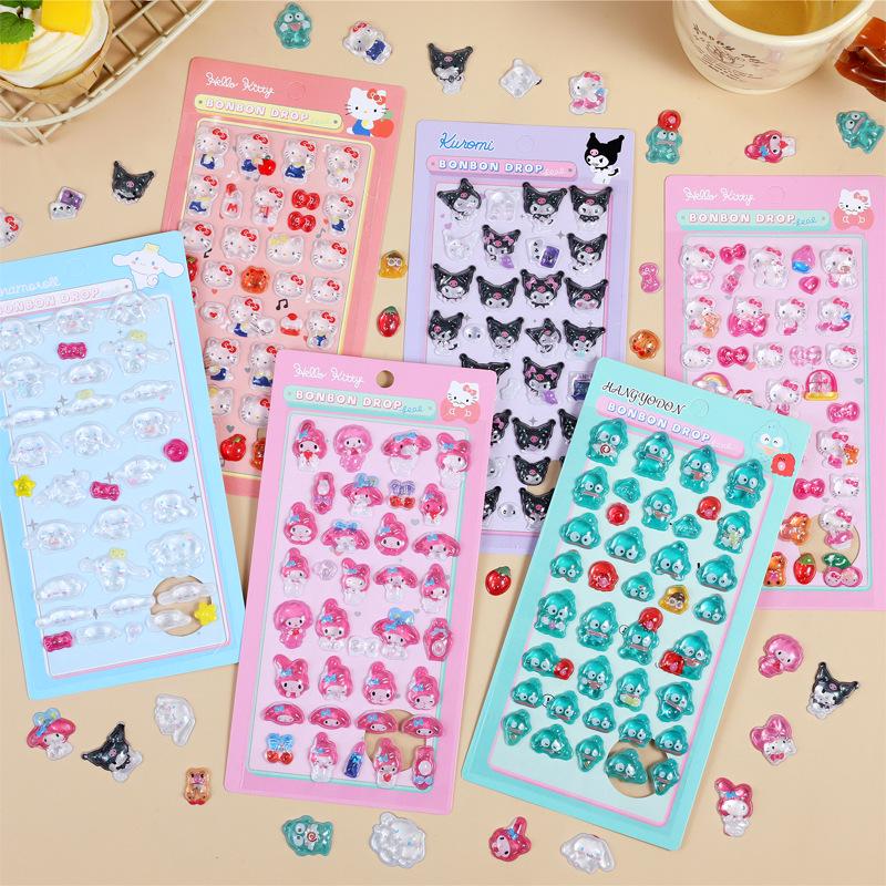 3D Embossed Kuromi & My Melody Resin Stickers - Sanrio Crystal Design for Kids Solid Resin Sanrio [My Melody]