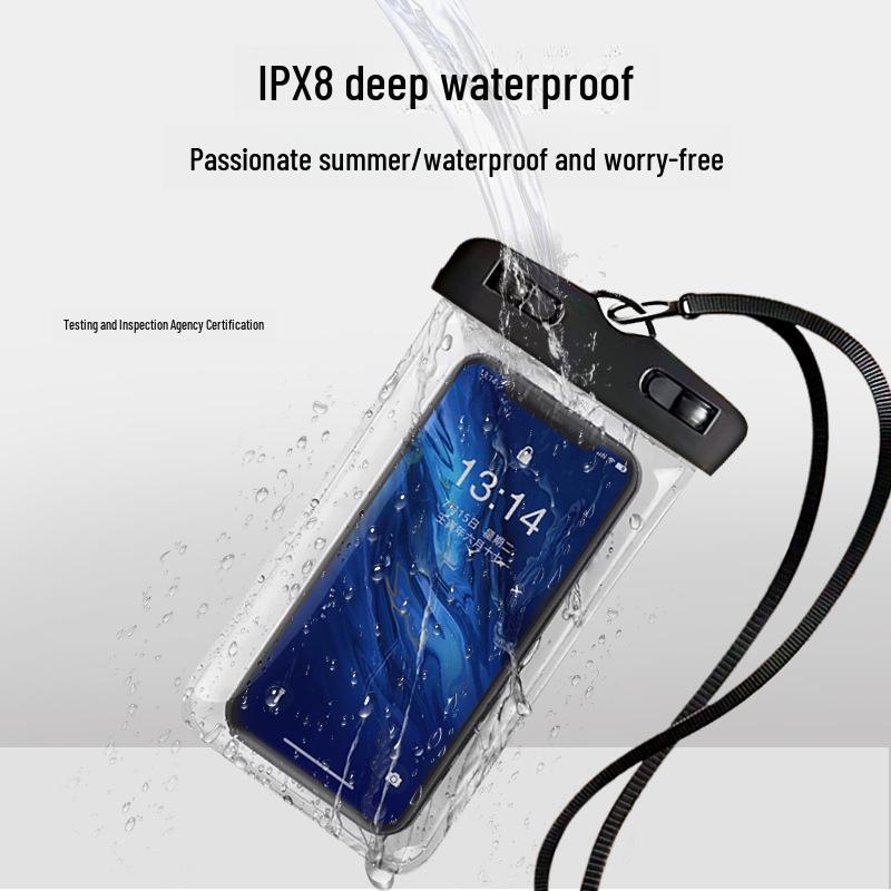 Touch-Sensitive Transparent Waterproof Phone Bag for Swimming and Rafting