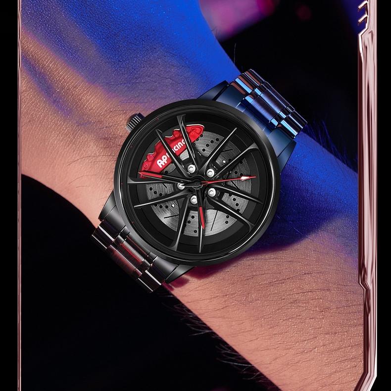 Ceas pentru bărbați SVJ Ceas cu butuc de roți de calitate superioară Ceas cu cuarț rezistent la apă tridimensional