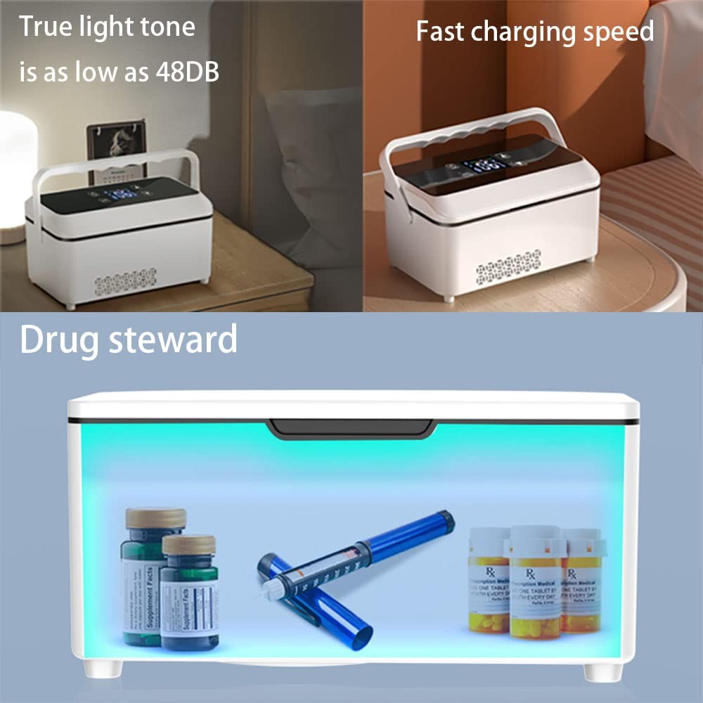 Insulated Temperature Control Cooler Case, Smart 2-8°C Constant Cooling Portable Travel Storage Box with Intelligent Refrigeration for Personal Items