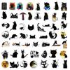 50 cartoon black cat graffiti stickers luggage notebook tablet phone case stationery decoration waterproof stickers