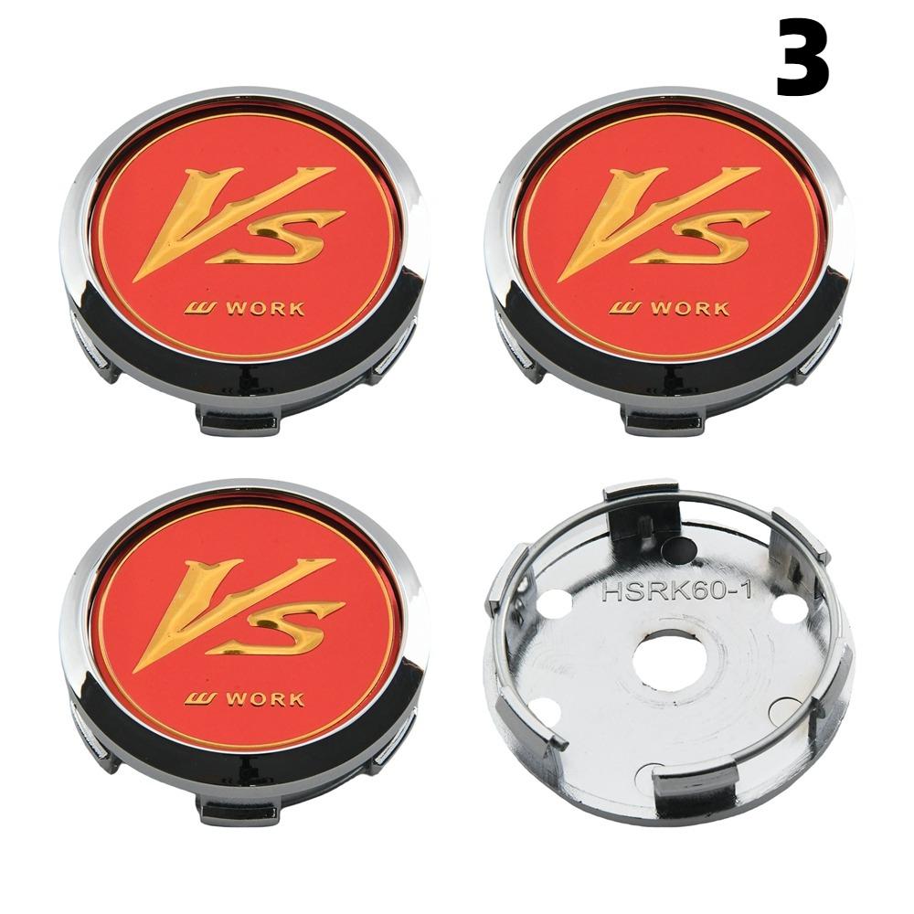 4PCS OD 60MM / ID 56MM Cap For Rims WORK EMOTION EQUIP MEISTER VS Emblem Wheel Center Cap Sport Car Logo Wheel Cover Hub Caps