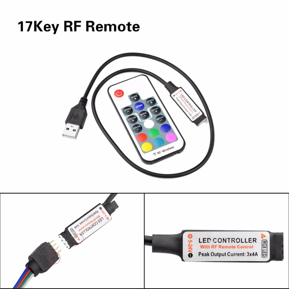 LED-Streifen 5 12 24 V Volt RGB USB IR RF-Fernbedienung USB-LED-Streifenlicht 3 17 24-Tasten-Fernbedienung