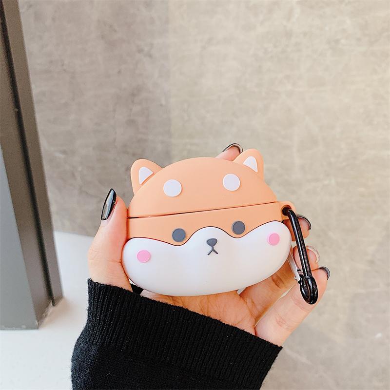 Airpods 1 2 3 için 3D Köpek Kulaklık Kılıfı Corgi Sevimli Kablosuz Kulaklık Kapağı Airpods Pro Kılıfı için Air Pod 1 2 3 Şarj Kılıfı