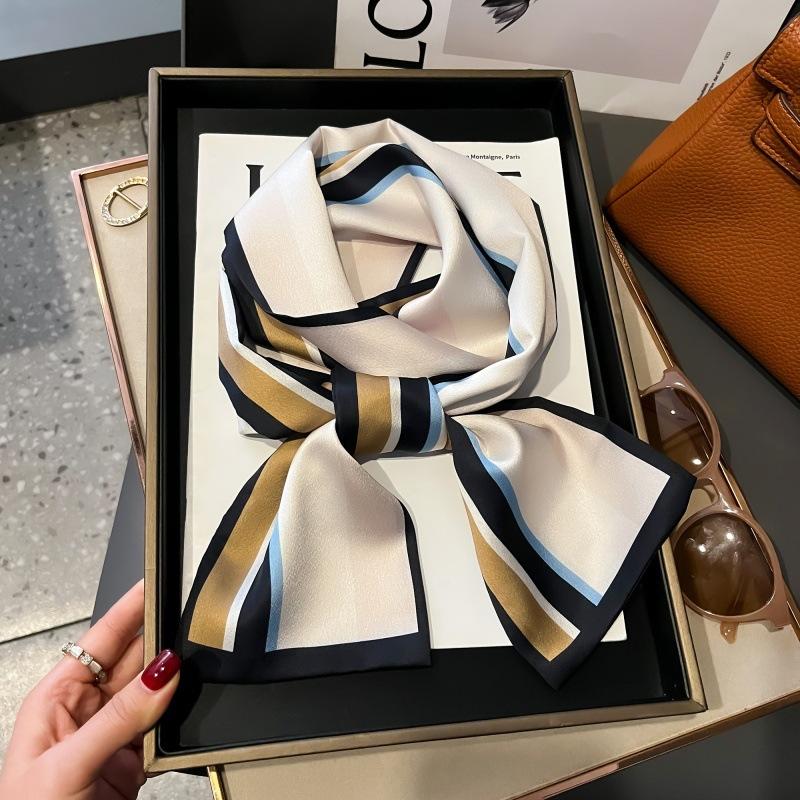 Satin high-end tied hair long silk scarf headband elegant and simple versatile hair band headband streamer hair accessories women's tied bag