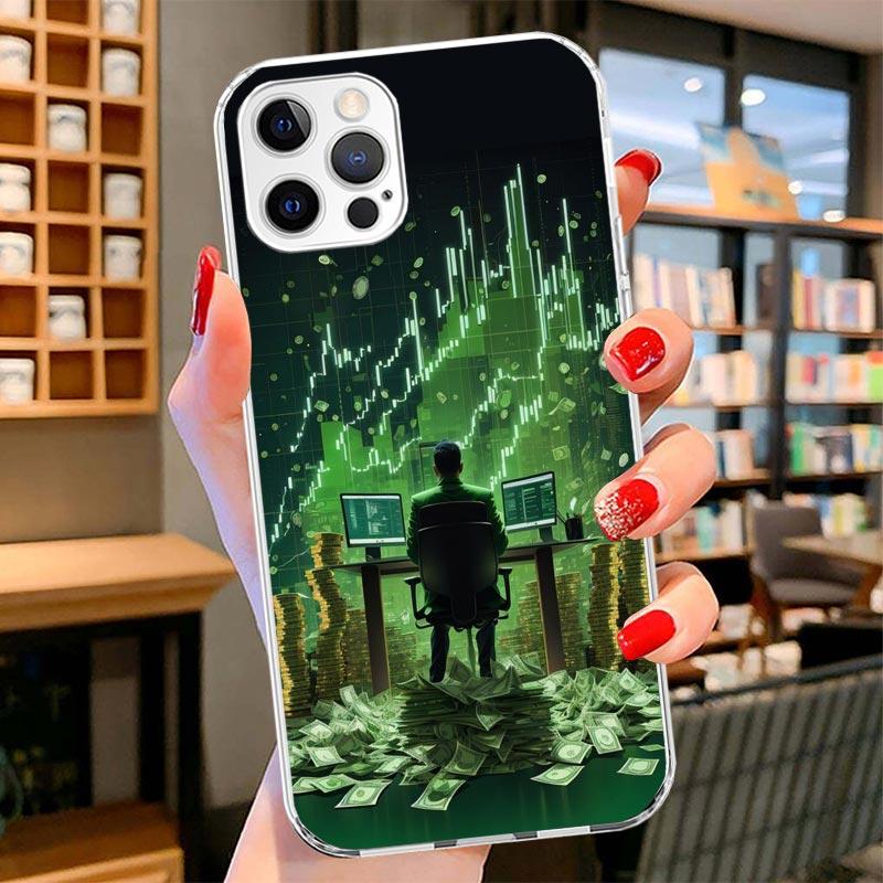Trade Investment Forex Stock Market Cover Phone Case For iPhone 16 17 Air 15 14 Pro Max 16E Phone Case 13 Mini 12 11 7 SE 8 Prin