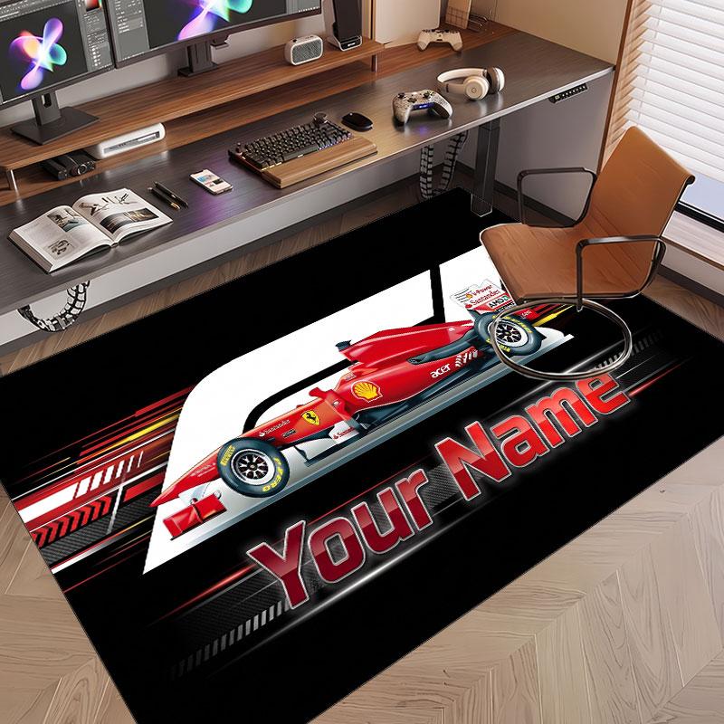 Custom Rug F1 Pattern Print Name Text Soft Non‑Slip Floor Carpet for Home Indoor Decoration
