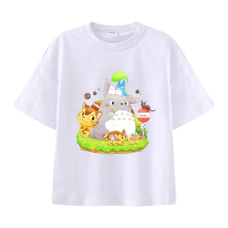 New Summer Cotton Cartoon Totoro Printed T-shirt for Children, Street Men and Women, Summer Fashion Casual Top, T-shirt
