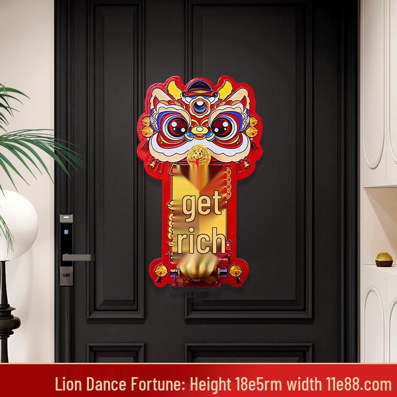 Chinese Lion Dance 3D Rotating God of Wealth Sticker for Home Decoration and Abundant Harvest