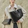 HIFASHION Luxury Genuine Cowhide Leather Tote Bag For Women Large Capacity Work Shopper Shoulder Crossbody Handbags With Pouch