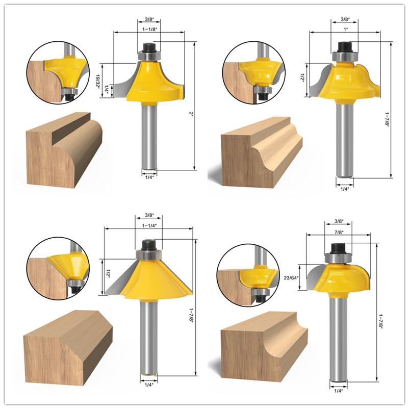 15 bucăți freză dreptă de tăiat pentru bucăți din lemn de tăiere din carbură de tungsten pentru prelucrarea lemnului Set de freză de 1/4 inch 8 mm
