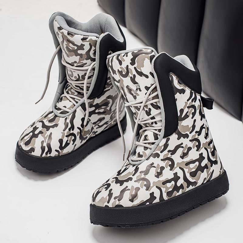 Herren Camouflage High-Top Stiefel Verdickte Weiche Kältefeste Warme Stiefel Outdoor Street Rutschfest Weihnachtsgeschenke Neu Winter Chic