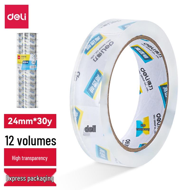 Deli Wide Transparent Packing Tape 6cm Roll for Carton Sealing and Express Delivery