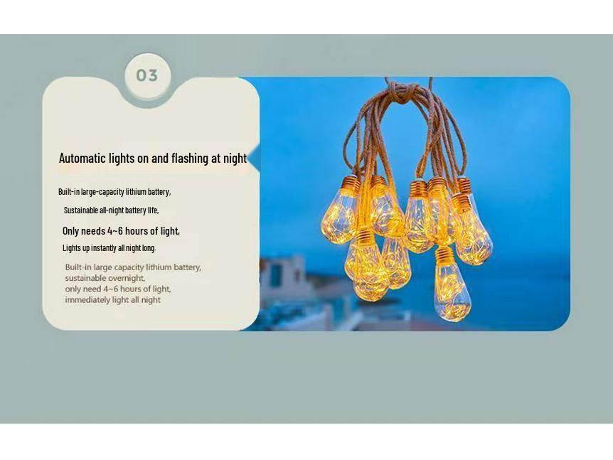 Waterproof Solar Jute Rope Light: Copper Wire Garden Lamp for Outdoor Atmosphere