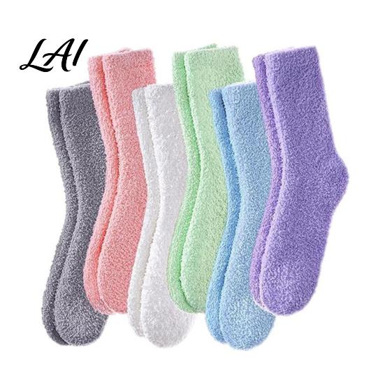 Warm Bedding Accessories for Feet 6 Pairs Thickened Plush Socks Men Winter Solid Color Fuzzy Socks Soft House Slippers Breathable Footwear,