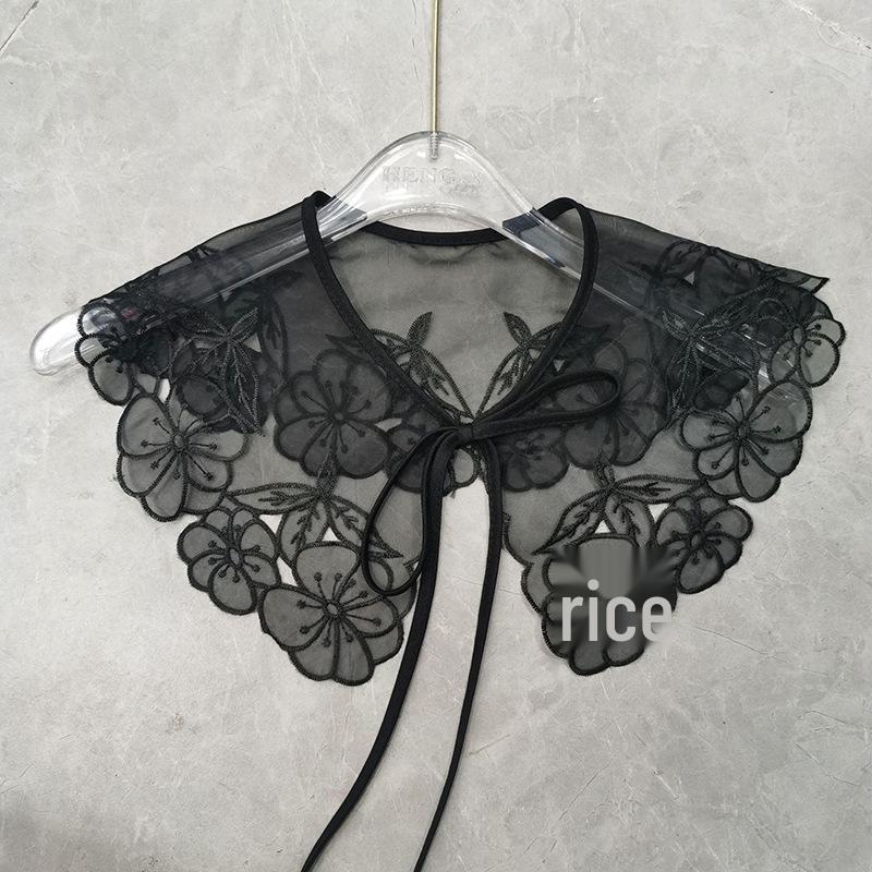 Guler universal dublu din dantelă florală și fundă pentru femei