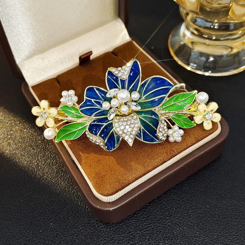 Elegant Retro Butterfly Flower Hairpin with Bow - Hanfu Cheongsam Style