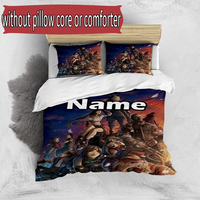 3pcs Duvet Cover Set (1*Duvet Cover + 2*Pillowcase, Without Core), Custom Name Final Fantasy Pattern Bedding Set, Home Bedroom Decor Gift
