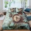 Compass Telescope Duvet Cover Set Navigation Theme Polyester Comforter CoverTwin Size For Kids Boys Girls Bedding Set