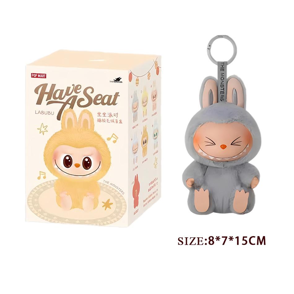 Monsters Labubu Sit-Down Party-serien Hjertevarmende Macaron-dukke Kawai Gjettepose Figurmodell Veske Nøkkelring Samling Deco