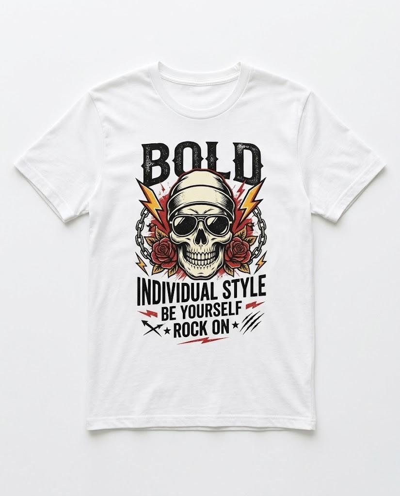 Bold Skull Graphic T-Shirt - Urban Streetwear Individual Style Tee - Black Cotto S разноцветный