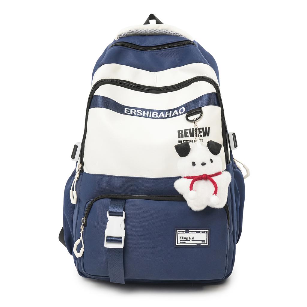 New Trendy Versatile Backpack Korean Fashion Color Block Student School Bag Large Capacity Nylon Travel Backpack