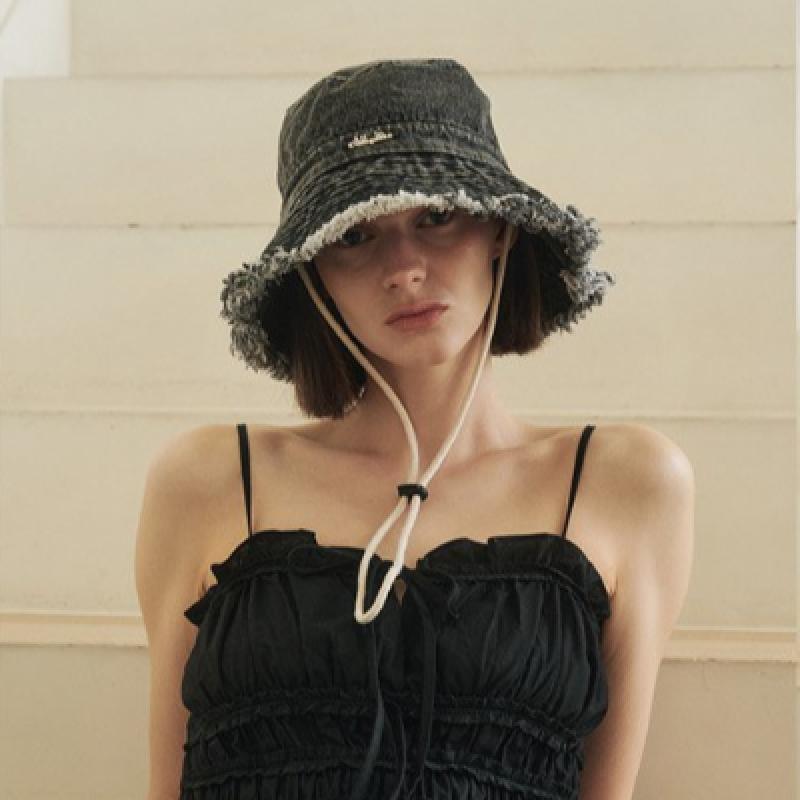 Allincomplete Denim Bleaching Safari Hat Black