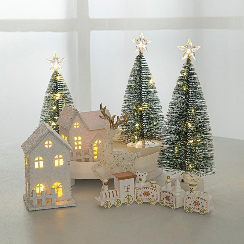 Holzhaus LED Nachtlichter Winter Schneehaus Miniaturlampe Weihnachten Festliche Atmosphäre Dekorative Tischdekorationen