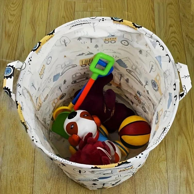 Construction Vehicle Design Laundry Basket Large Capacity Cartoon Print Foldable Sturdy Portable Home Organization Supplies