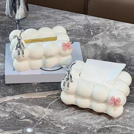 Yousheng Kitchen Tissue Box Napkin Holder Large Capacity Creative Shape Cloud Design Paper Case Organizer Desktop Ornament