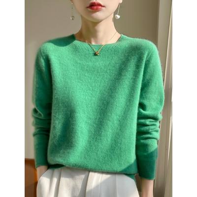Solid Color Sweater Women's Knitwear Round Neck Pullover Loose Bottoming Shirt
