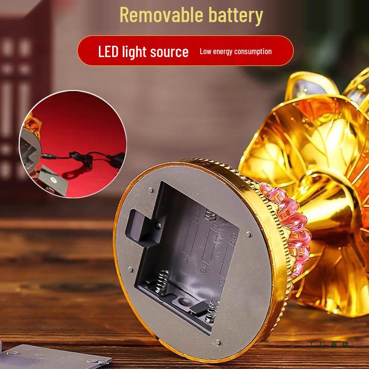 Seven-Color LED Rechargeable Buddha Offering Lamp - Lotus Design for Home and Guanyin Devotion.