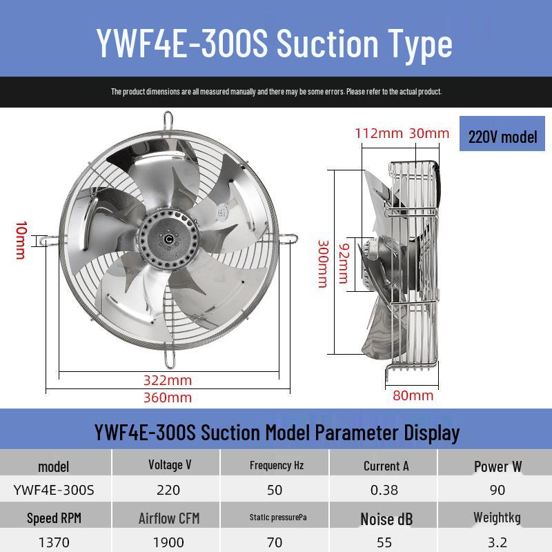 

304 Stainless Steel Axial Cooling Fan with Mesh Cover for Cold Storage