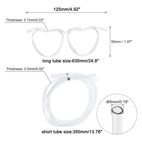 uxcell Reusable Transparent Plastic Straws for Glasses, Funny Straws, Birthday Party Decorations, 125/350/630mm, Pack of 16