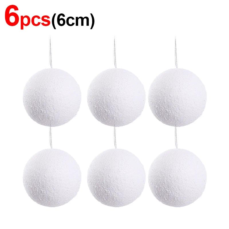 4/6/8cm White Christmas Balls Ornaments Xmas Tree Hanging Pendant Round Foam Snowball New Year Wedding Party Home Decoration