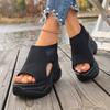 Damen Sommer Sandalen Keilabsatz Unifarben - Bequemes Atmungsaktives Obermaterial, Plateau-Keilabsatz mit Offener Zehenpartie, Stilvolle Sport-Casual Sandalen