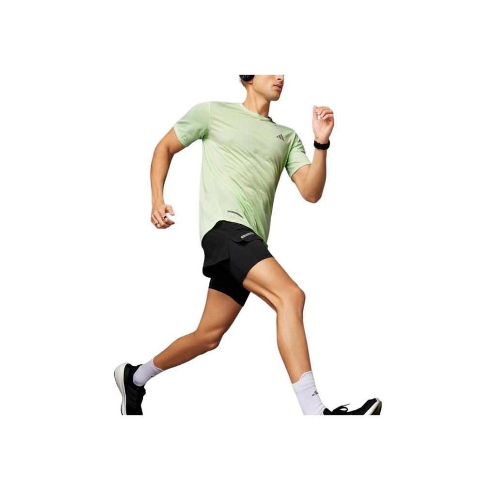 Adidas Crew Neck Solid Color Small Logo Pullover Short Sleeve T-Shirt Men Tops Light-Green IL7195