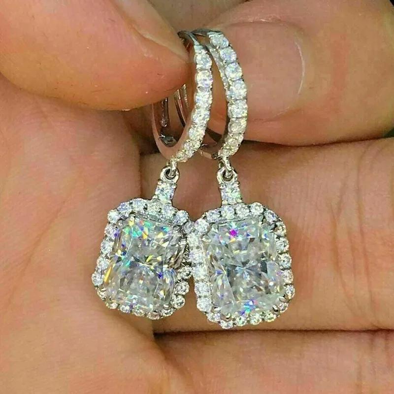 Engagement Mid Length Pendant Earrings Jewelry Elegant Shiny Mosan Diamond Beautiful Gift Milan Girl Fashion Accessories