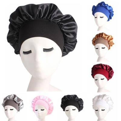 Solid Satin Bonnet Hair Styling Sleep Hat Wrap Shower Cap Hair Styling Tools