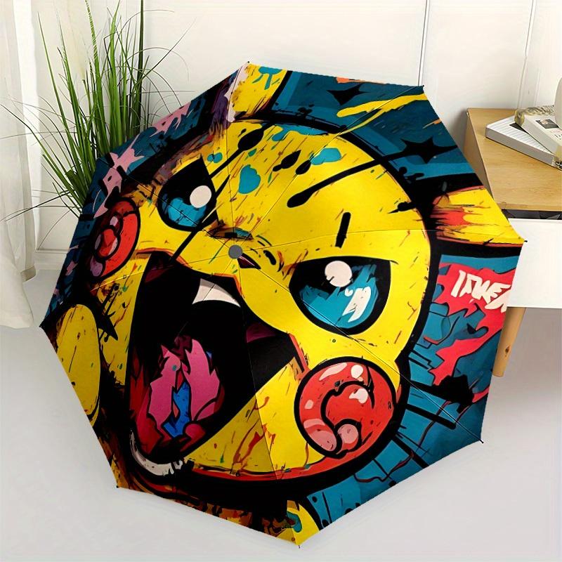 1pc Graffiti Windproof Automatic Windproof Umbrella, Lightweight for Women/Men, Perfect Christmas Gift a0811265