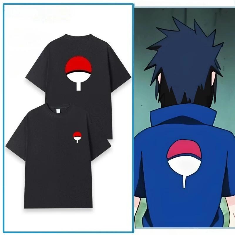 Uzumaki Naruto Sasuke Childhood Same Short Sleeved T-shirt for Men Naruto Anime Cosplay 2026 Summer New Children's Dressing Top